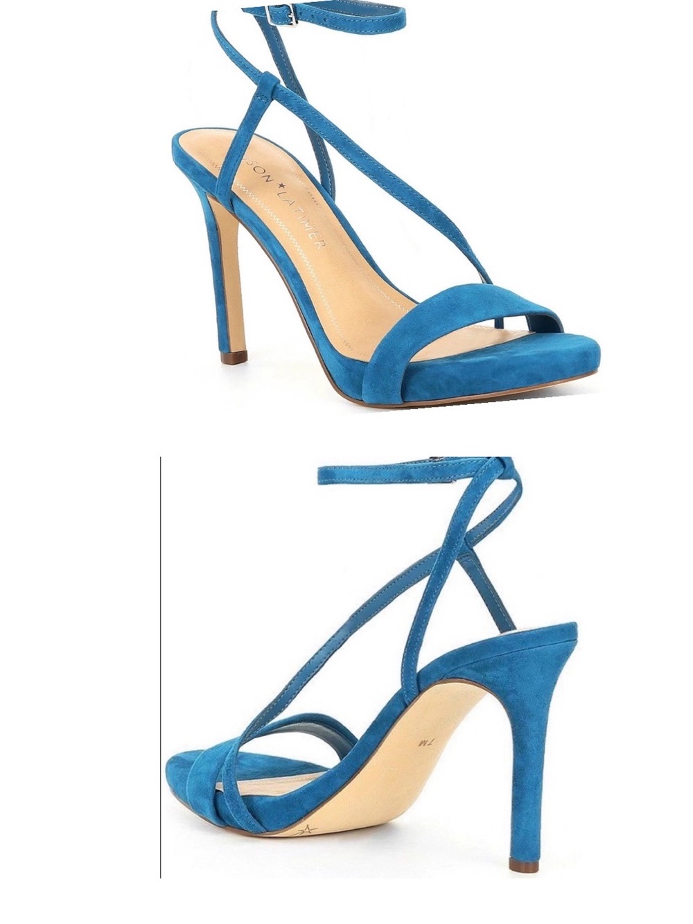 Gibson &Latimer teal Blue Suede Strappy High Heel Sandals size 10M GUC